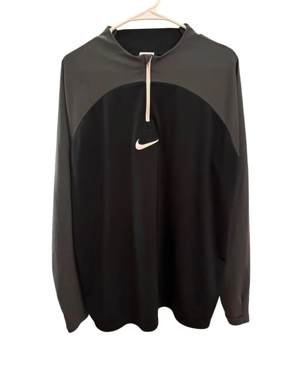 Nike‎ Dri-Fit Pullover Quarter Zip XL Black Gray Athletic Training Top Men's